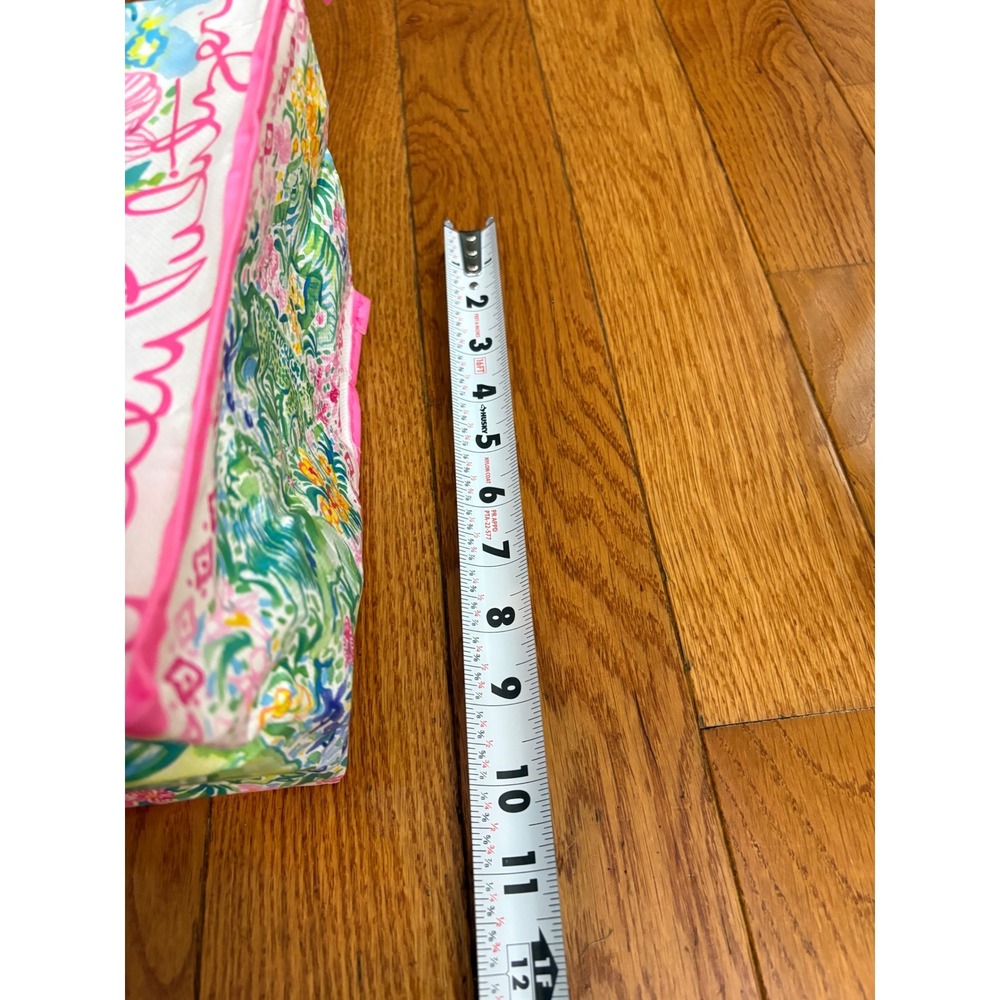 Lilly Pulitzer Reusable Shopping Tote Bag Pink Floral Tiger Print Small 12x10x5 - Picture 3 of 8